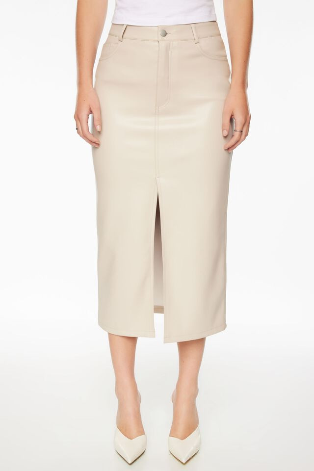 Faux Leather Midi Skirt | Dynamite Clothing
