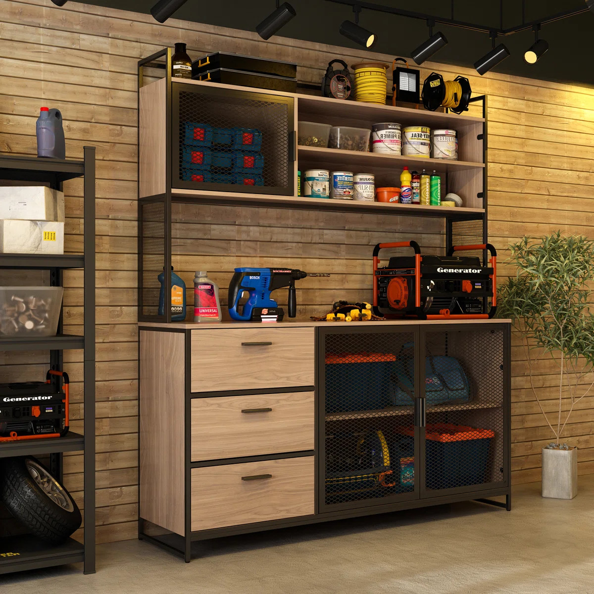 Latitude Run® Heavy-Duty Garage Workbench With Ample Storage & Reinforced Countertop & Reviews |... | Wayfair North America