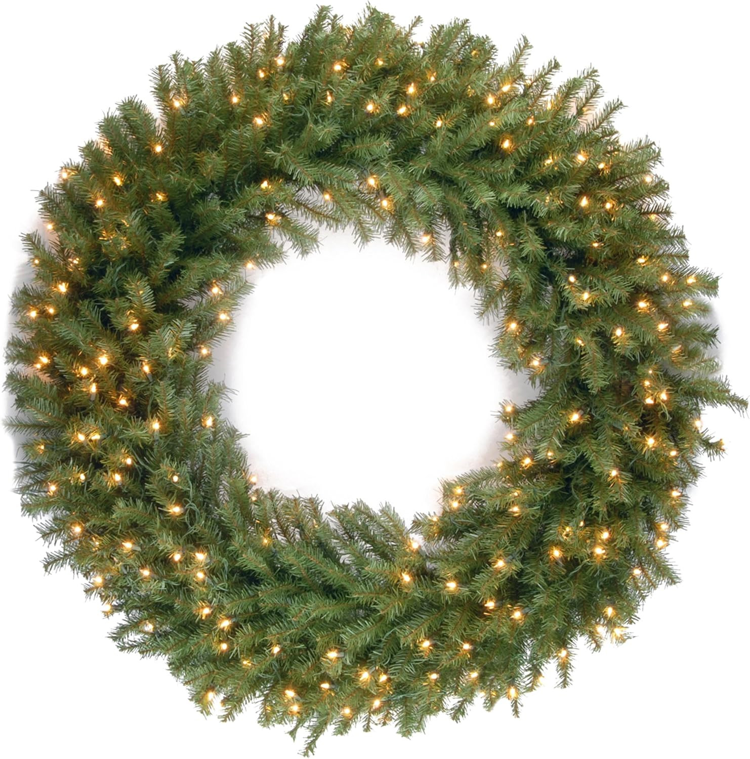National Tree Company Pre-Lit Artificial Christmas Wreath, Green, Norwood Fir, White Lights, Chri... | Amazon (US)