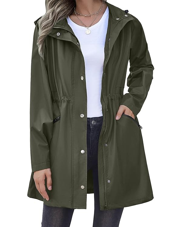 Zeagoo Raincoat Women Waterproof Long Hooded Rain Jacket Trench Coats Windbreaker Travel Jacket | Amazon (US)