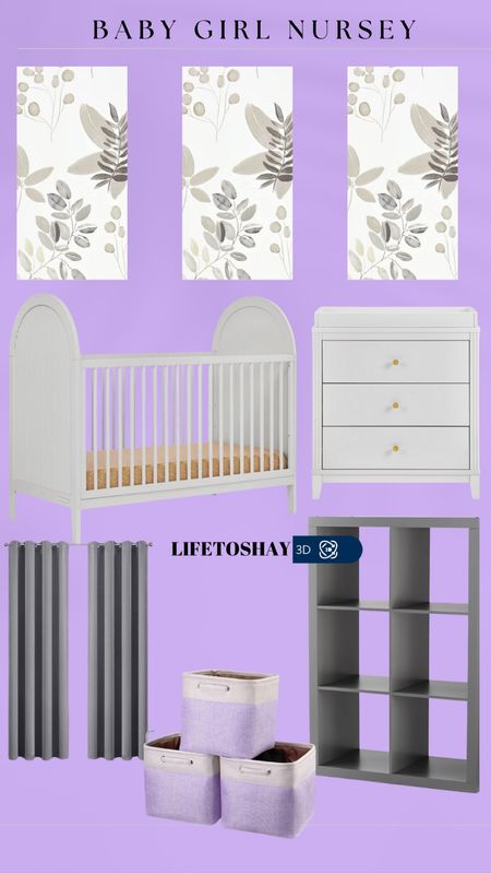 Baby girl Nursery. Baby crib, baby dresser, home finds, wallpaper. 

#LTKbump #LTKbaby #LTKhome