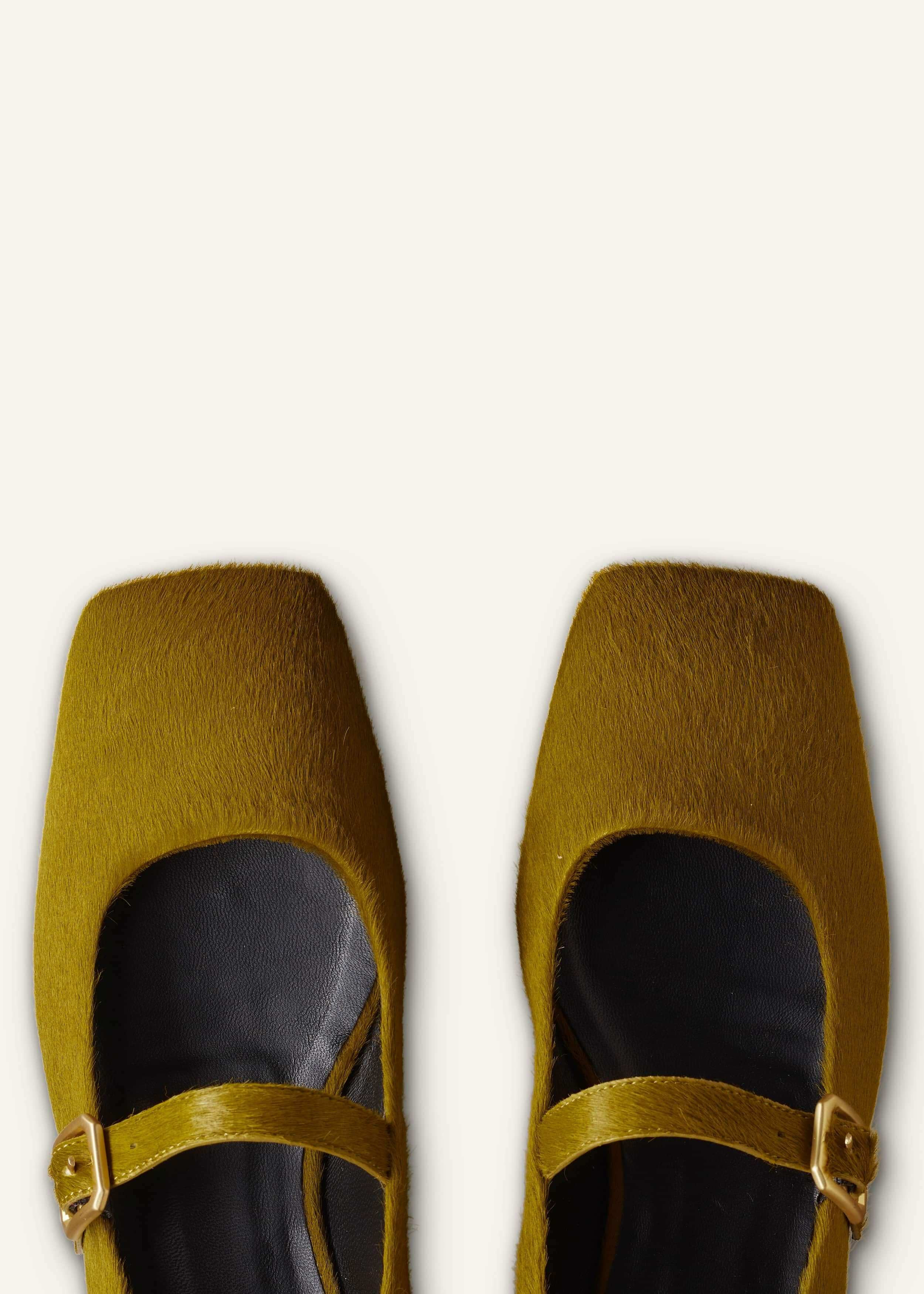 Women's Green Square Toe Ballerina Flat | ME+EM | ME+EM Global (Excluding US)