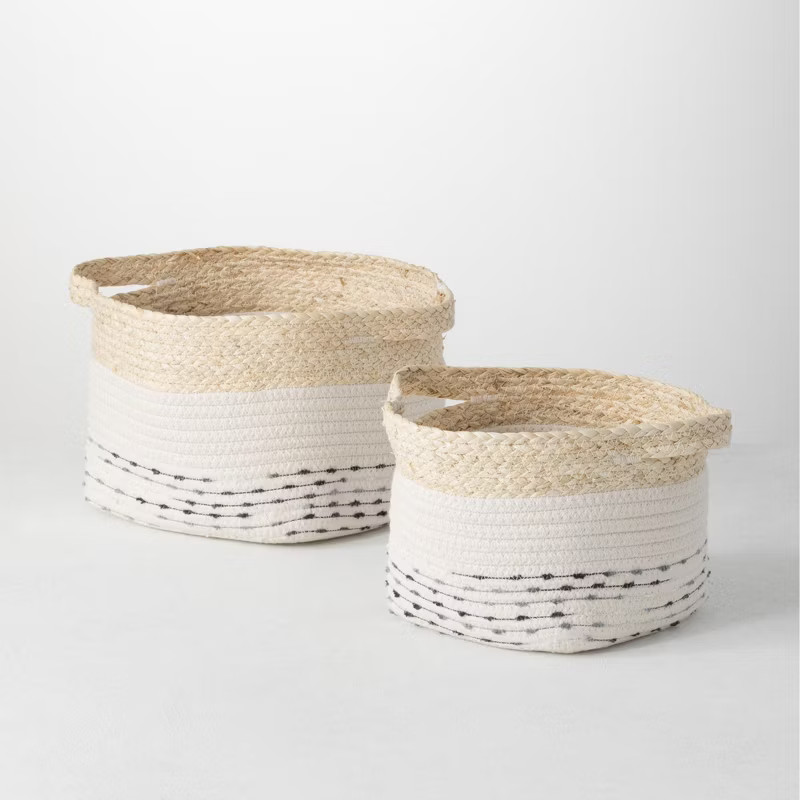 Sullivans Set Of 2 Basket Maize & Natural Basket 7"H & 7.5"H Off-White | Target