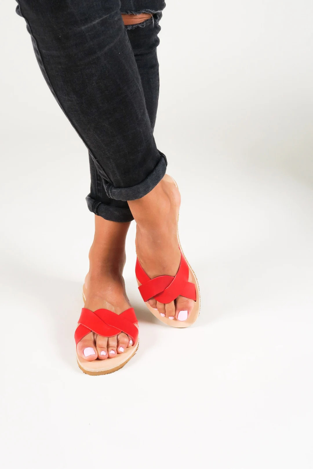 Greek Women Sandals Red Leather Sandals Flat Summer Shoes, Sandales en cuir, Leder Sandalen Damen... | Etsy (US)