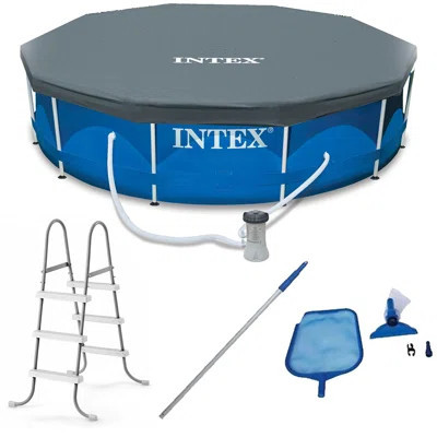 Intex 12 x 2.5 Foot Metal Frame Above Ground Pool with Filter and Accessories | Wayfair North America