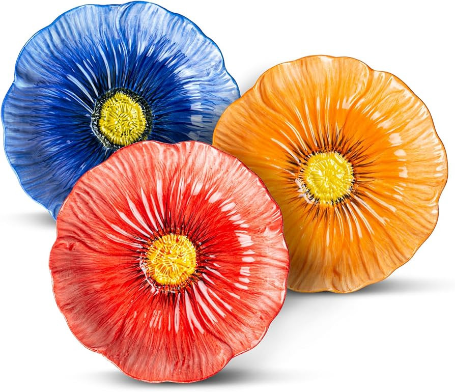 8-Inch Ceramic Dinner Plates, Set of 3 for Salad Dessert Appetizer Pasta | Decorative Plates for ... | Amazon (US)