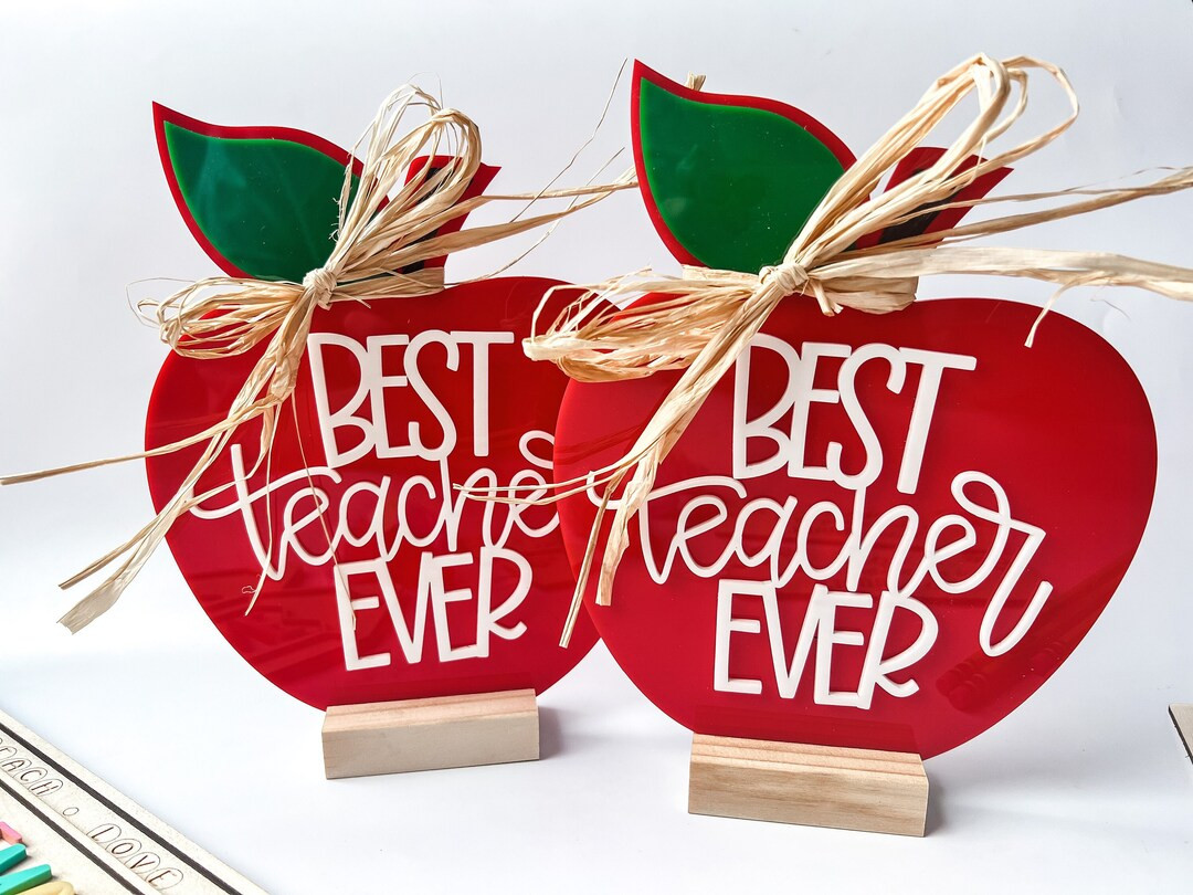Best Teacher Ever, Mini Apple Sign for Teachers, Gifts for Teachers, Teacher Desk Sign Personaliz... | Etsy (US)