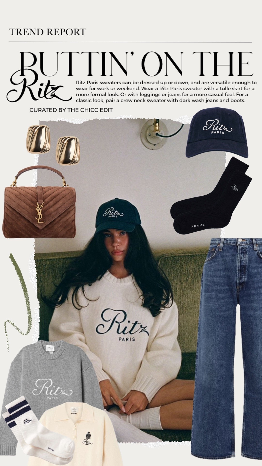 Shop the edit ✍🏻 

#frameritzparis #ysl #handbag #jeans #preppy earrings clutch sweater tank ring cap 

#LTKootd #LTKOver40 #LTKmomlife