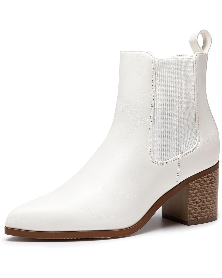 DREAM PAIRS Women's Retro Elastic Chelsea Ankle Boots Fashion Low Chunky Block Heel Pointed Toe F... | Amazon (US)