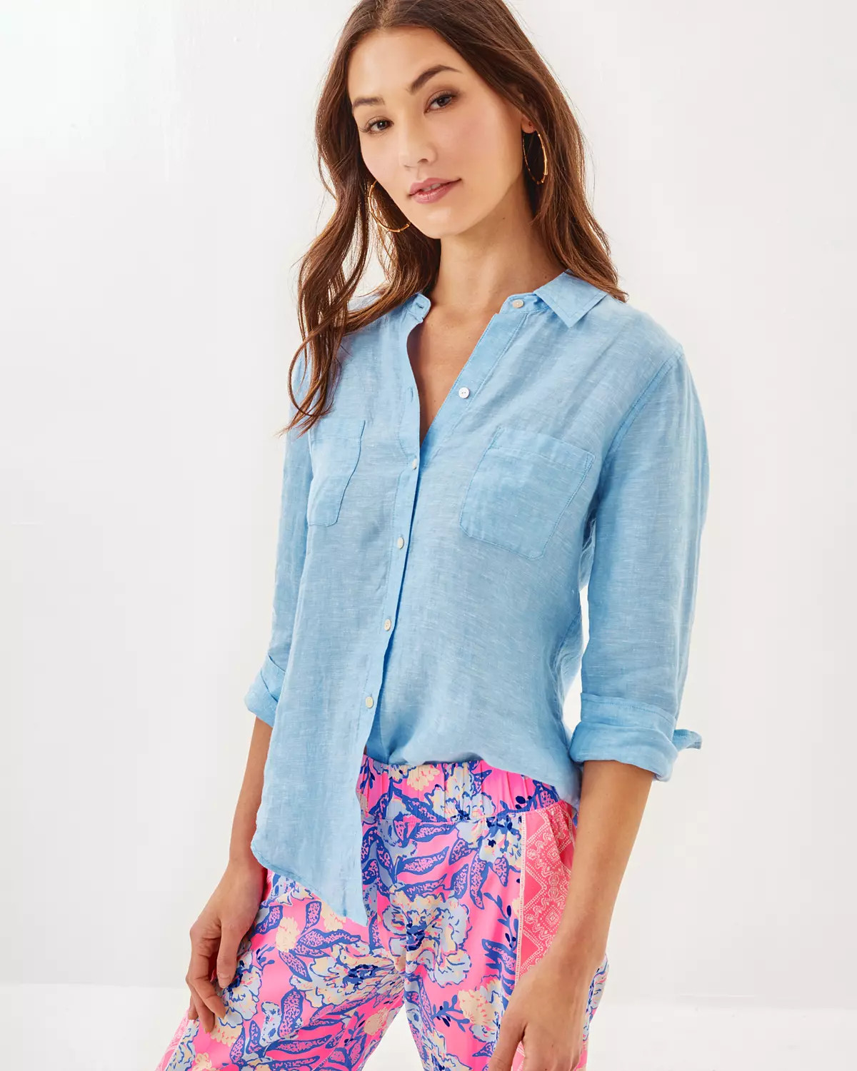 Sea View Linen Button Down Top | Lilly Pulitzer