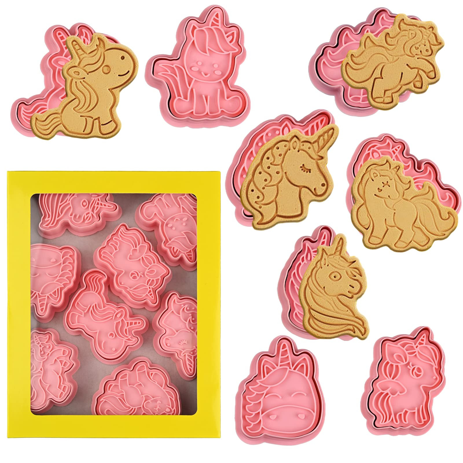 Baby Shower Cookie Cutters Set 8 Pcs with Plunger Stamps, Cute for Biscuit Cheese Baking | Amazon (US)