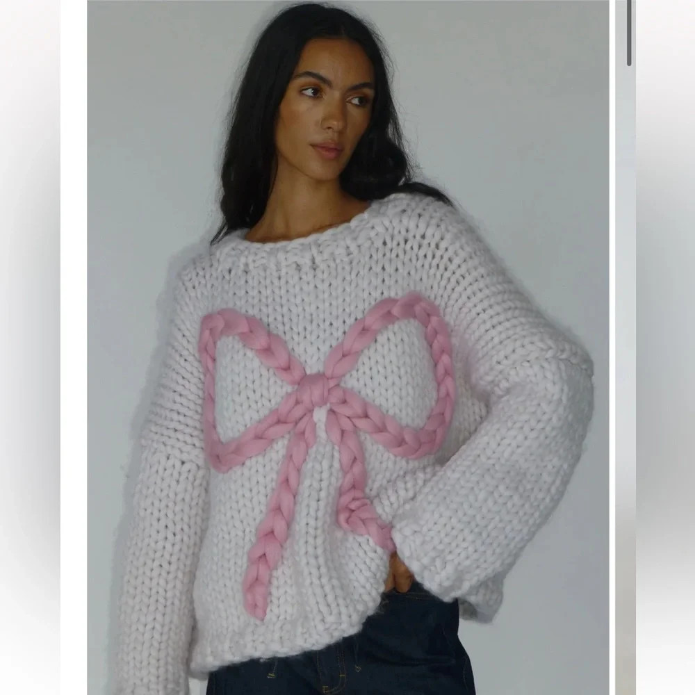 HOPE MACAULAY BELLA BOW CHUNKY KNIT SWEATER | Poshmark