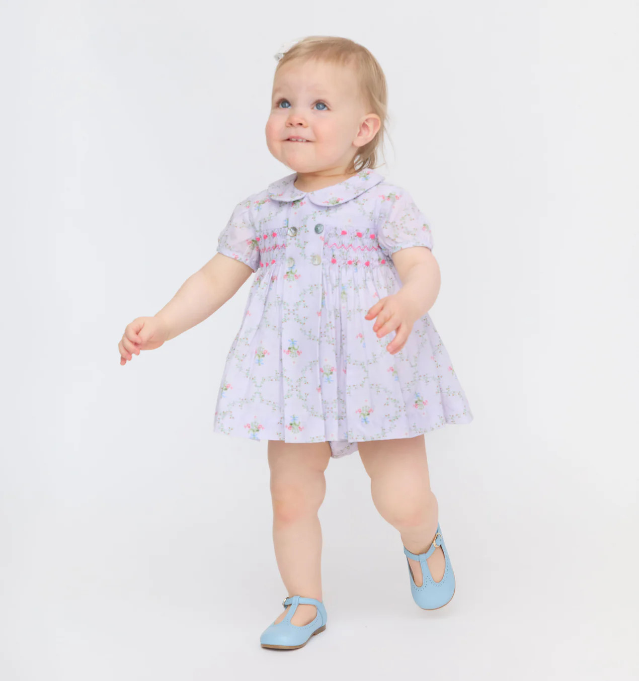 The Hill House x La Coqueta Arcadia Baby Girl Smocked Set - Lilac Trellis | Hill House Home US