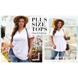 PINKSIR Plus Size Short Sleeve Henley Shirt for Women Flowy Tunic Tops Loose Fit Pleated Swing Bl... | Walmart (US)