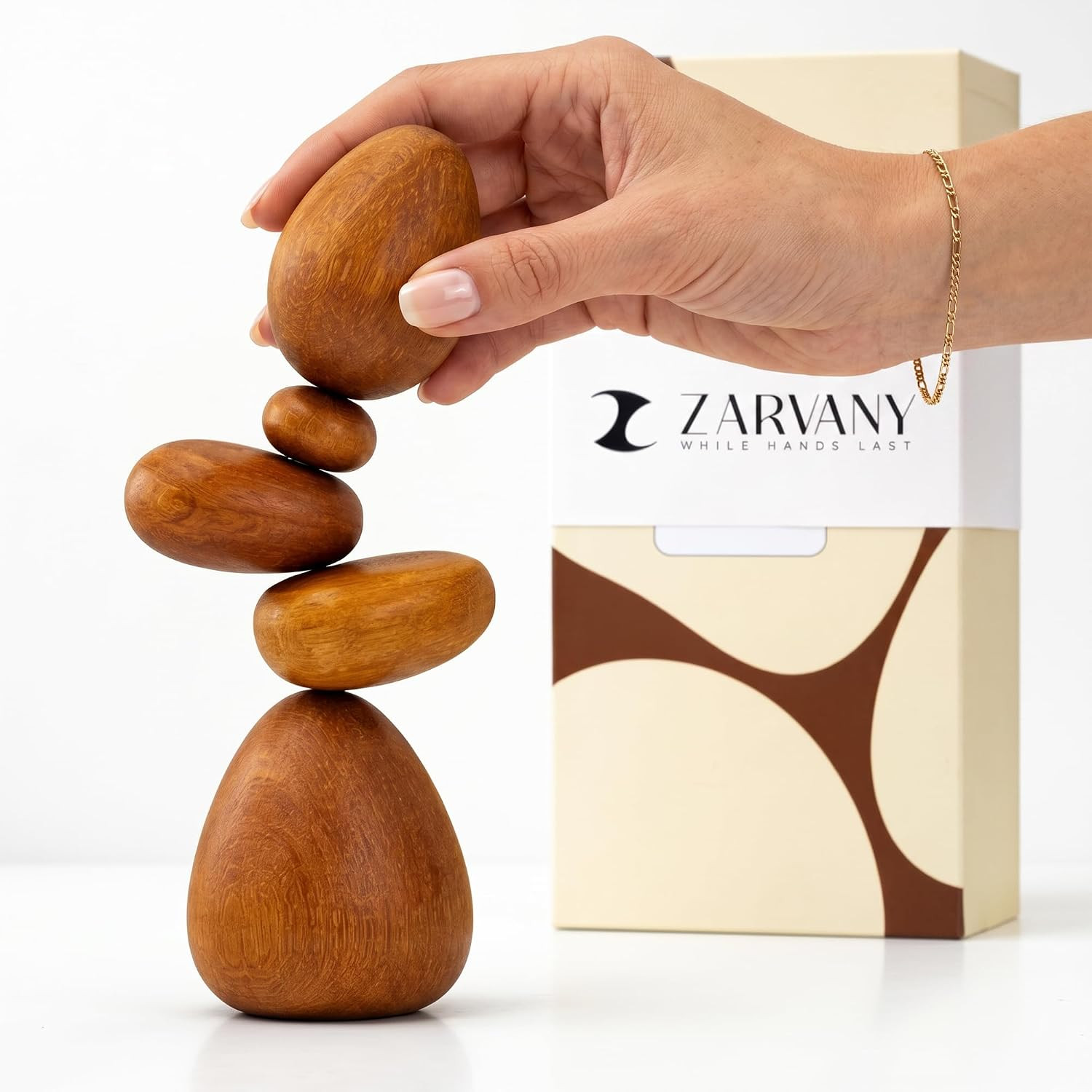 Zarvany Cairn Sculpture – Magnetic Wood Art for Desk, Office & Indoor Decor | Amazon (US)