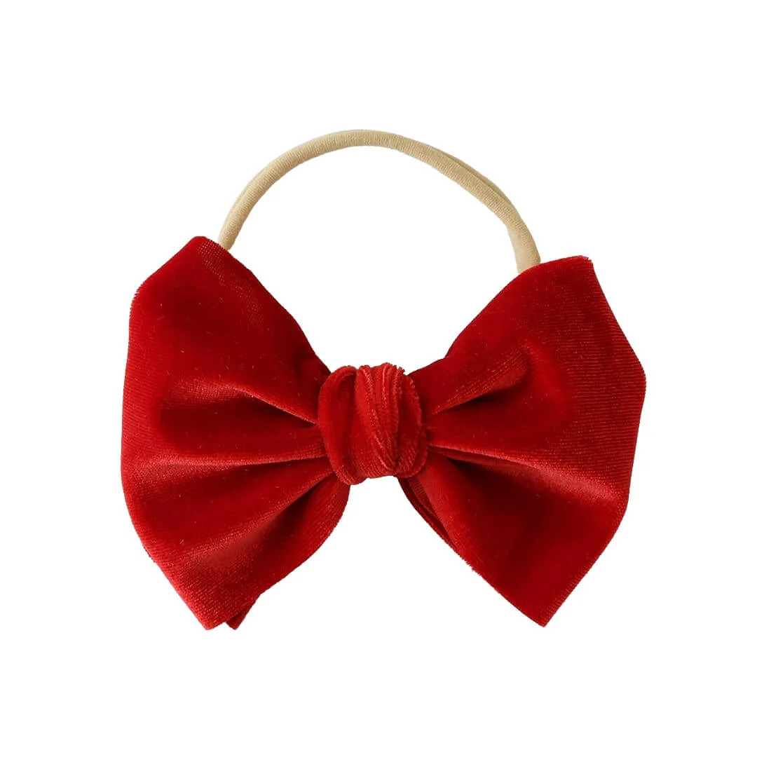 Velvet Bow Headband - Red | Caden Lane