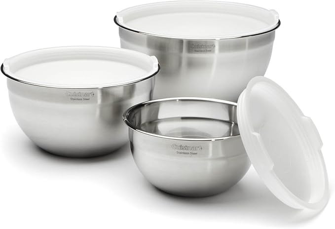 Cuisinart CTG-00-SMB Stainless Steel Mixing Bowls with Lids, Set of 3 | Amazon (US)