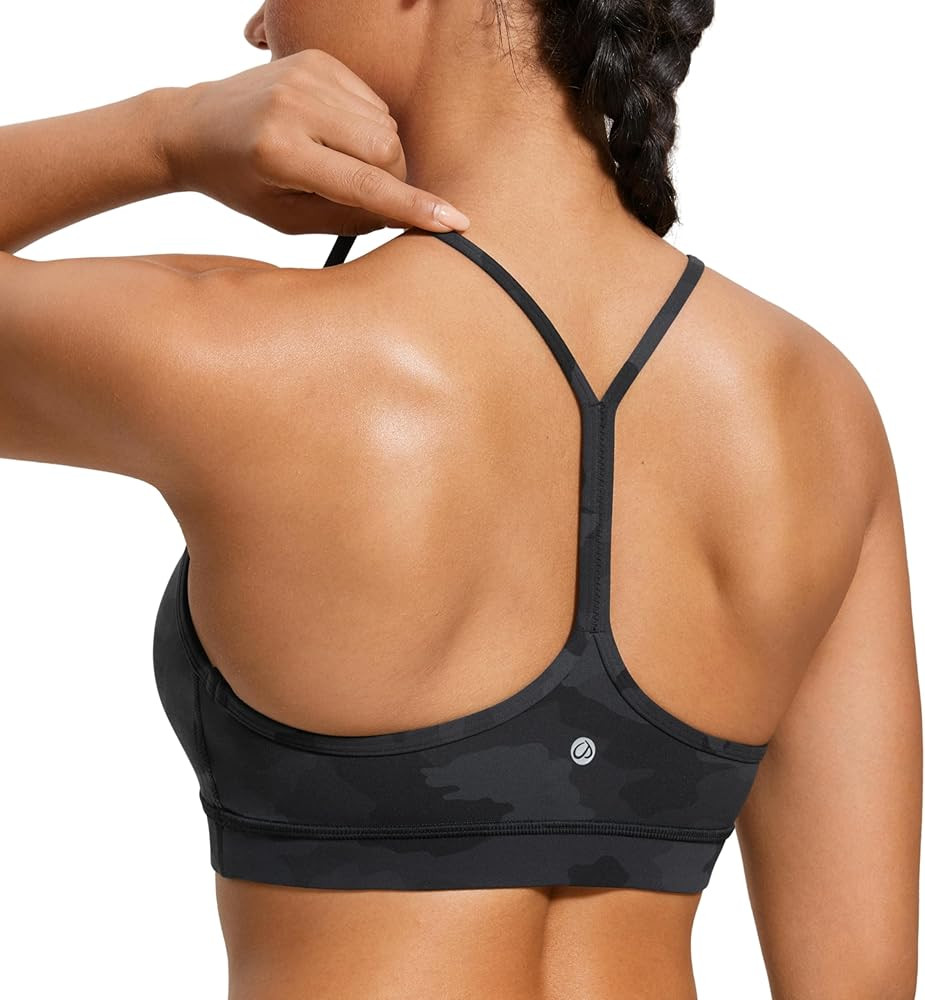 CRZ YOGA Butterluxe Y Back Sports Bras for Women - Padded Racerback Low Impact Spaghetti Thin Str... | Amazon (US)