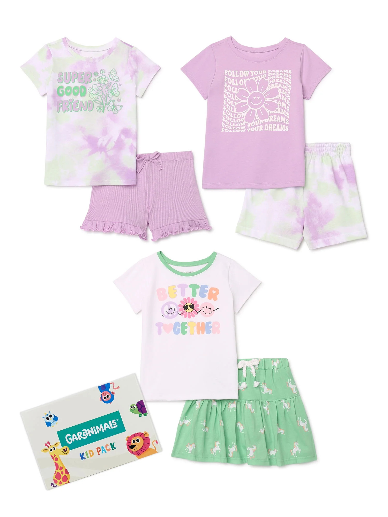Garanimals Toddler Girls Mix and Match Kid Pack Outfit Set, 6-Piece, Sizes 18M-5T | Walmart (US)