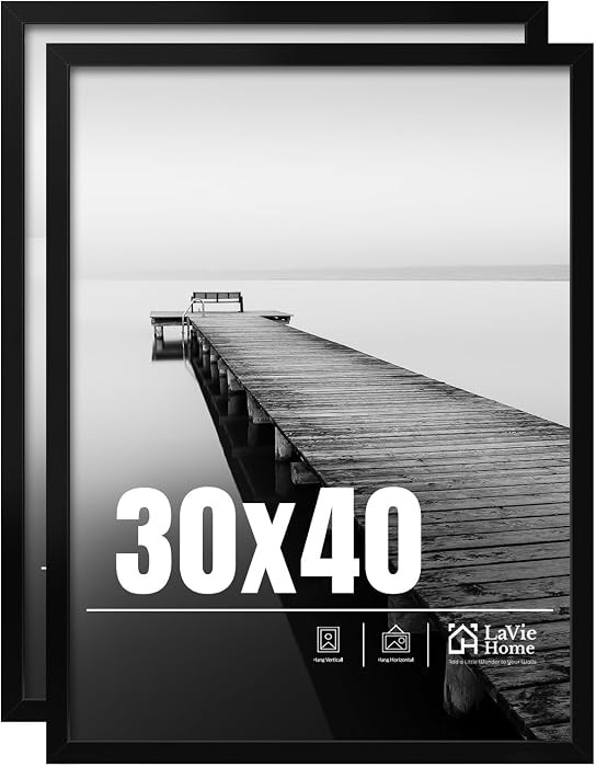 30x40 Picture Frame 2 pack, Display Pictures 30 x 40 Poster Frame, 30x40 Black Photo Frame with H... | Amazon (US)