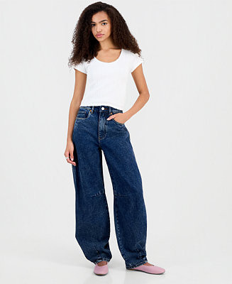 Women's Barrel-Leg High-Rise Jeans | Macy's