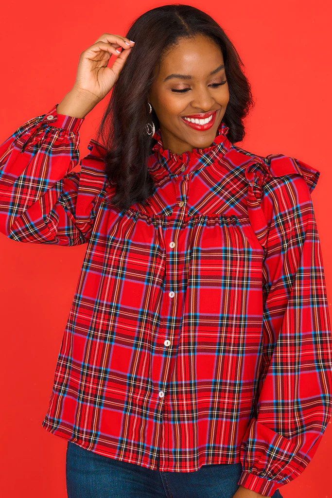 Sled You Go Red Plaid Shirt | Red Dress 