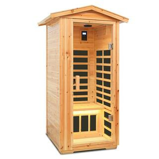 Home Sauna Room 1-Person Indoor/Outdoor Old Fir Infrared Sauna with Bluetooth Speakers, LED Lighting, Touch LCD Control | The Home Depot