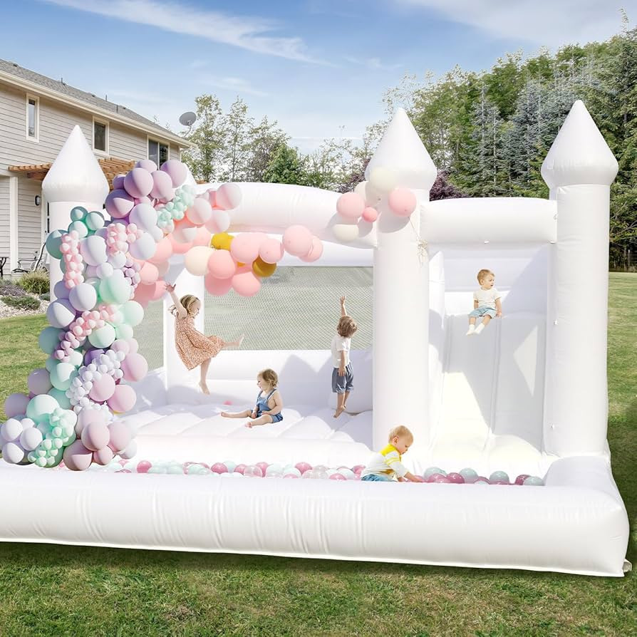 15ft White Bounce House for Adults Kids, 100% PVC Commercial Bounce House with Slide&Ball Pit, Ad... | Amazon (US)