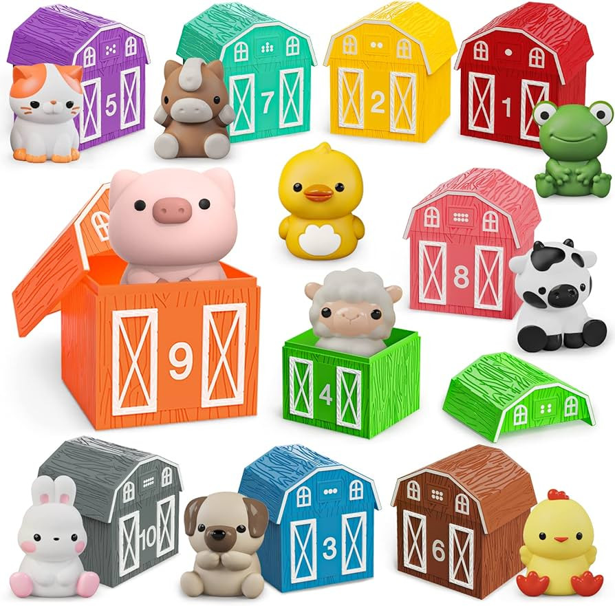 Learning Toys for 1 2 3+ Year Old Toddlers, 20pcs Farm Animals Barn Toys Finger Puppets for Kids,... | Amazon (US)