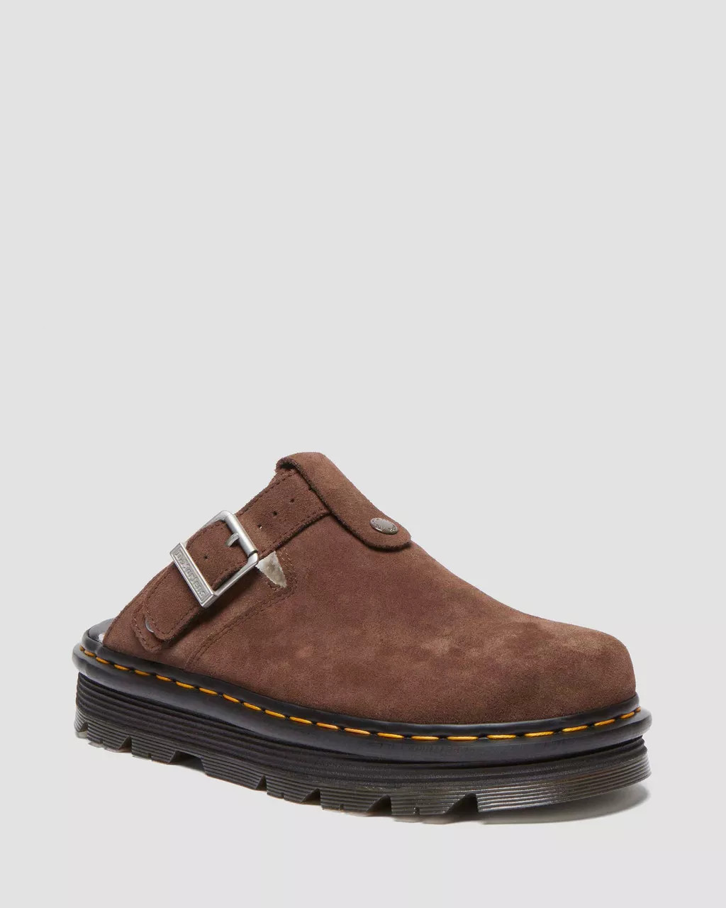 Zebzag Suede Slingback Platform Mule in Dark Brown | Dr. Martens | Dr. Martens