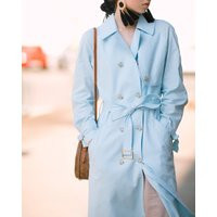 Blue Linen Trench Coat Lightweight Summer Overcoat | Etsy (US)