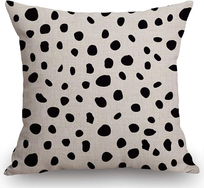 Swono Polka Dot Circle Motif Cotton Linen Throw Pillow Case Black and White Pillow Cushion Cover ... | Amazon (US)