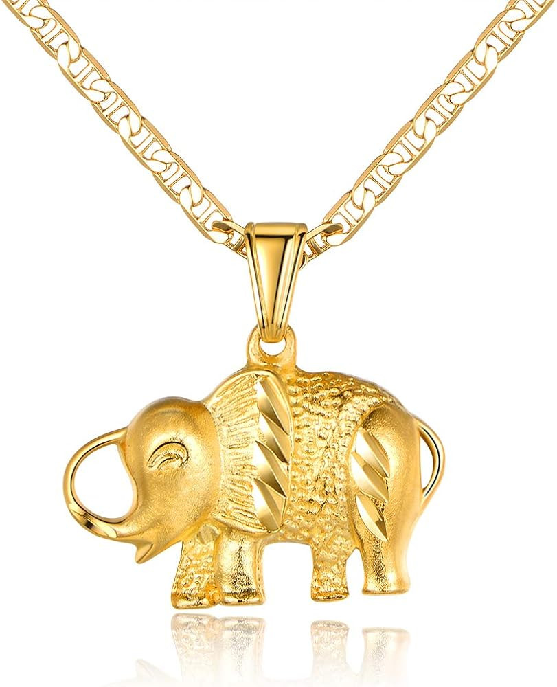 Barzel 18K Gold Plated Elephant Necklace with Flat Marina Chain – Made in Brazil | Amazon (US)