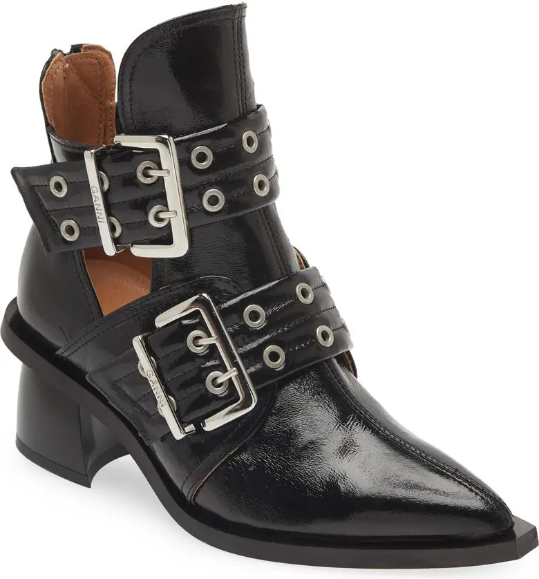 Ganni Double Buckle Open Cut Bootie (Women) | Nordstrom | Nordstrom