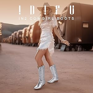 IDIFU IN2 Cowboy Boots For Women Cowgirl Knee High Western Tall Boots Chunky Low Pointed Toe Heel... | Amazon (US)