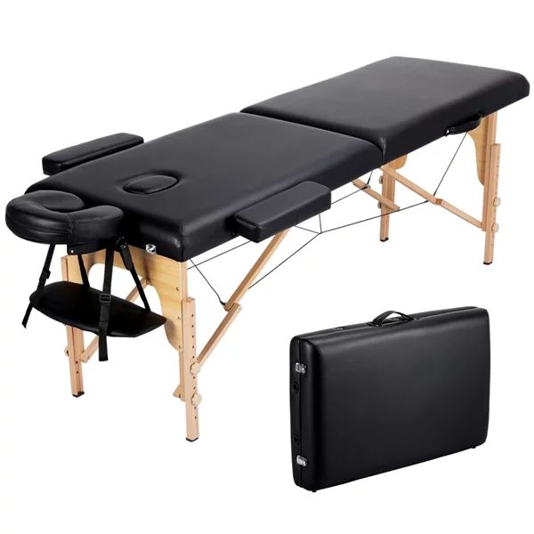 SmileMart 84" Wooden Portable 2 Section Massage Table, Black | Walmart (US)