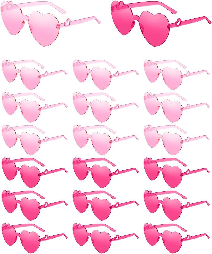20PCS Heart Sunglasses Bulk Rimless Heart Glasses with Heart Leg Bachelorette Party Sunglasses We... | Amazon (US)