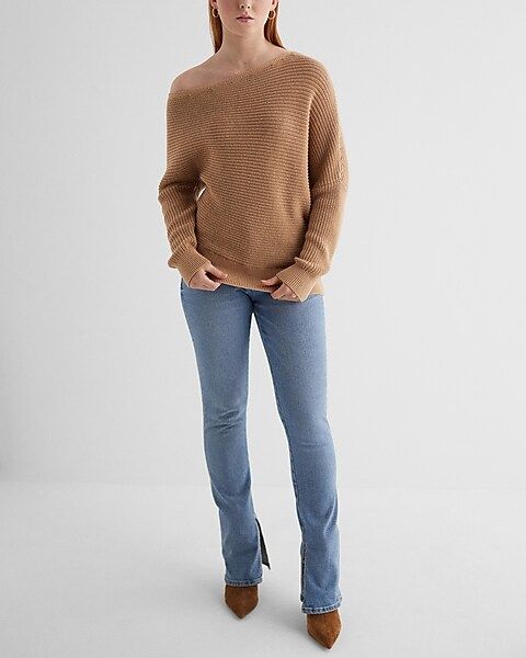 Asymmetrical Off The Shoulder Long Sleeve Sweater | Express