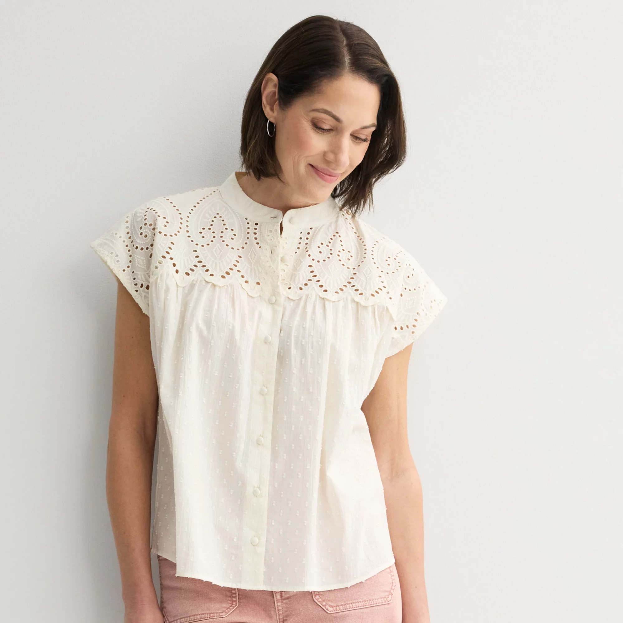 Women's Farmers Market Eyelet Yoke Dolman Top | Kohl's