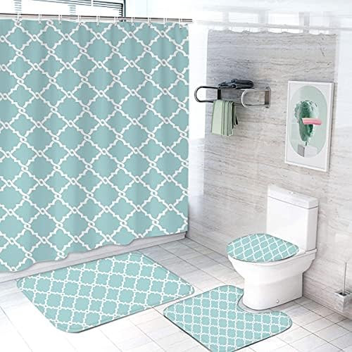 Amazon.com: Leopinky 4pcs Shower Curtain Set, Bathroom Shower Curtain Sets with Rugs Toilet Lid C... | Amazon (US)