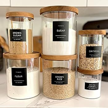 QUART + PINT 134 Kitchen Pantry Labels for Containers. Minimalist Preprinted Farmhouse Style. Bla... | Amazon (US)