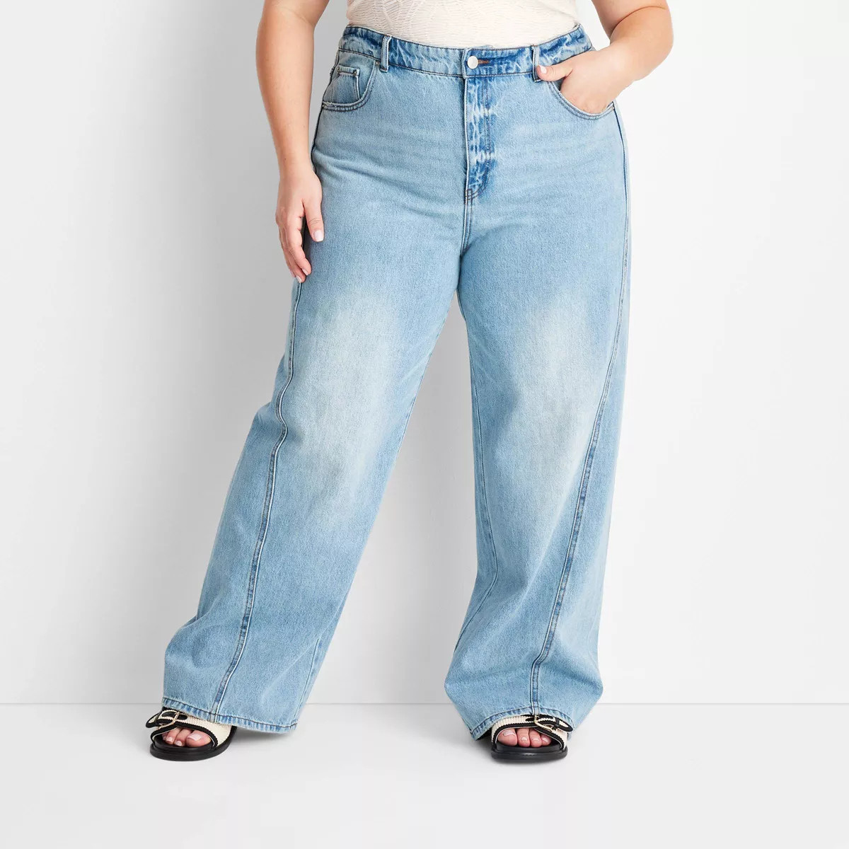 Women's Mid-Rise Wide Leg Slouchy Jeans - Future Collective Blue Denim | Target