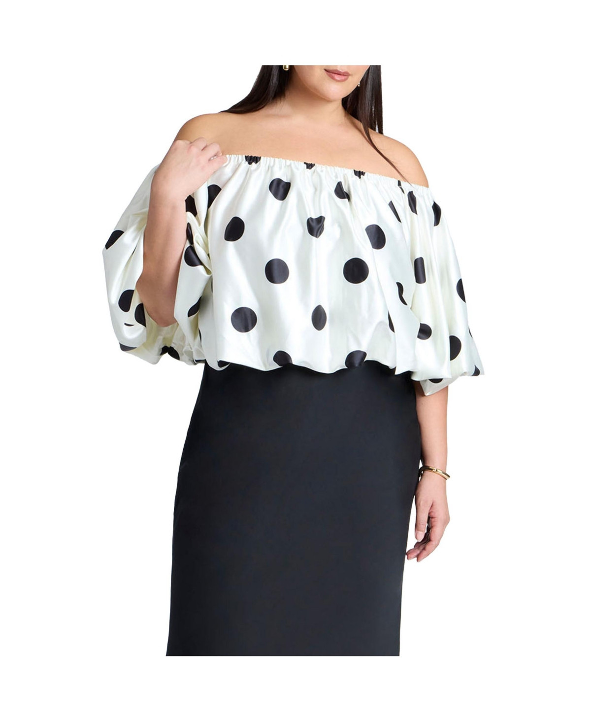 Eloquii Plus Size Satin Bubble Top - Polka dot | Macy's
