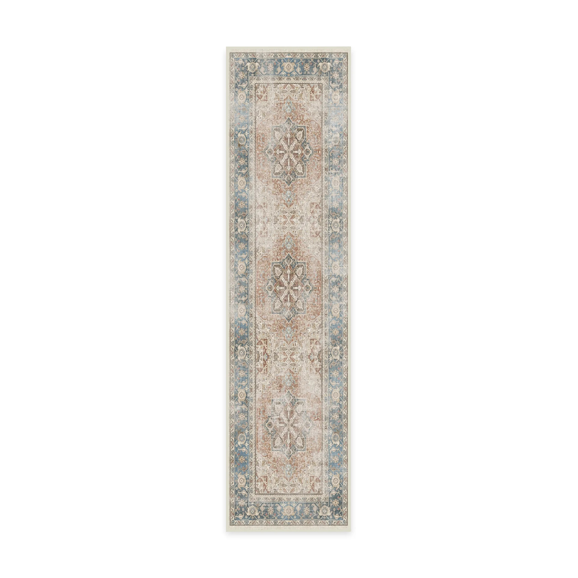 Ruggable Kamran Machine Washable Traditional Vintage Runner 2.5' x 10', Coral | Walmart (US)