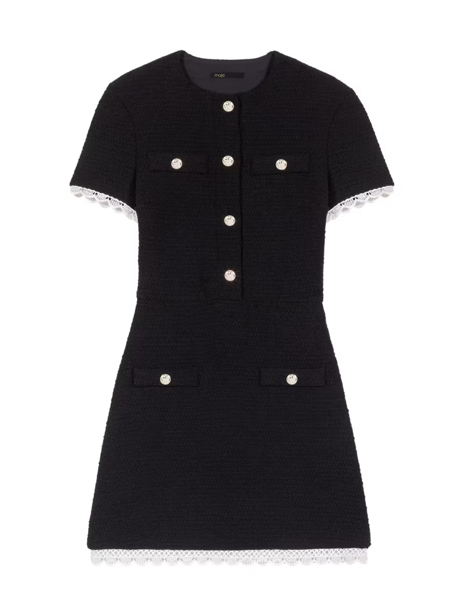 Short Tweed Dress with Trim | Saks Fifth Avenue