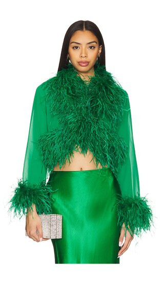 Feather Top in Dark Green | Revolve Clothing (Global)