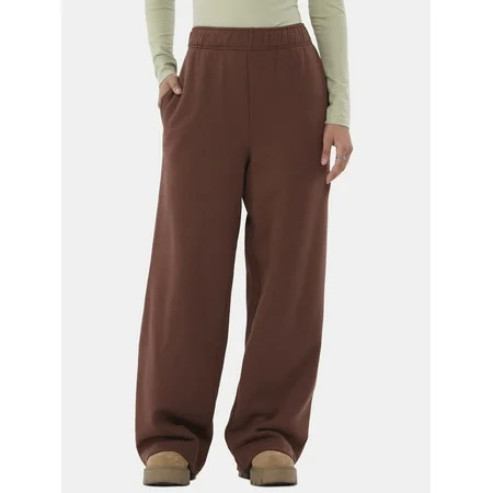 No Boundaries Wide-Leg Fleece Pants, 30” Inseam, Women’s and Women’s Plus | Walmart (US)