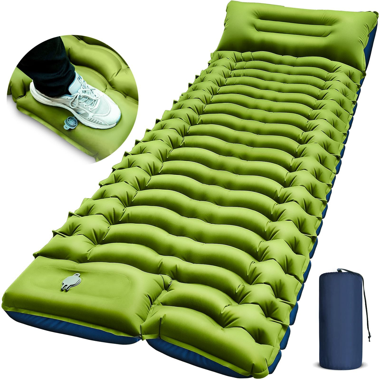 Camping Sleeping Pad, Ultralight Camping Mat with Pillow, Built-in Foot Pump Inflatable Sleeping ... | Amazon (US)