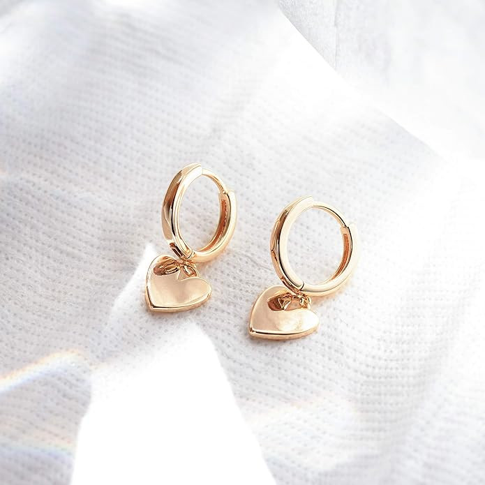 VACRONA Evil Eye Huggie Hoop Earrings for Women 18k Gold Plated Heart Pendant Huggie Earrings Tin... | Amazon (US)