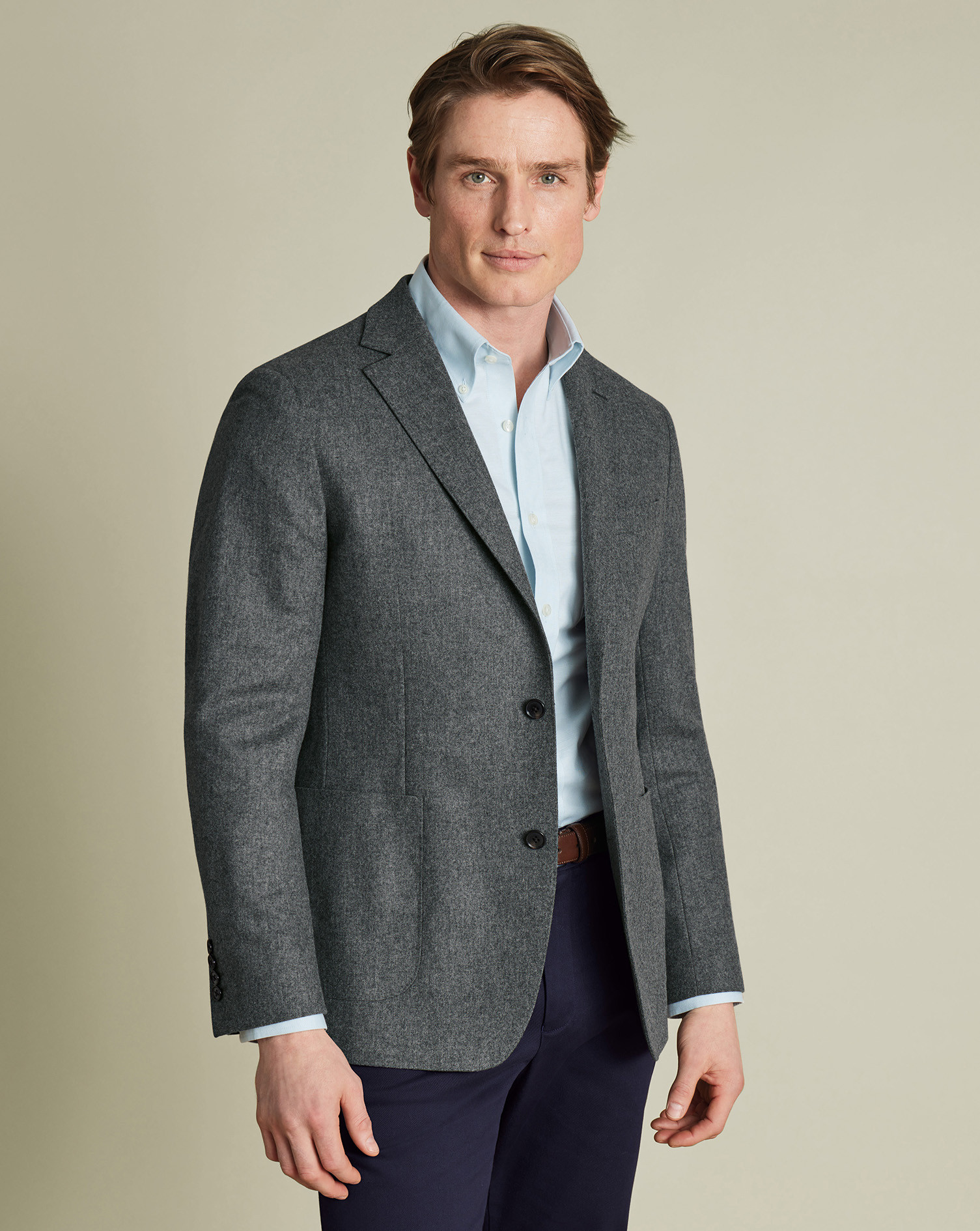 Unstructured Wool Jacket - Gray | Charles Tyrwhitt